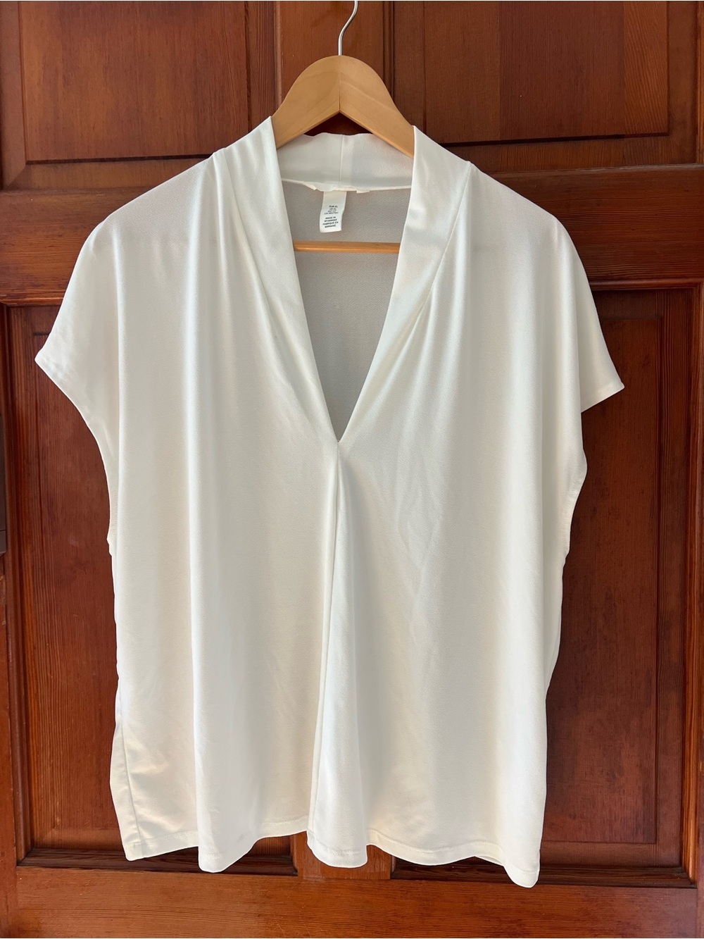 H&M White Dolman Sleeve Blouse Women’s XL V-Neck Business Casual Office Top